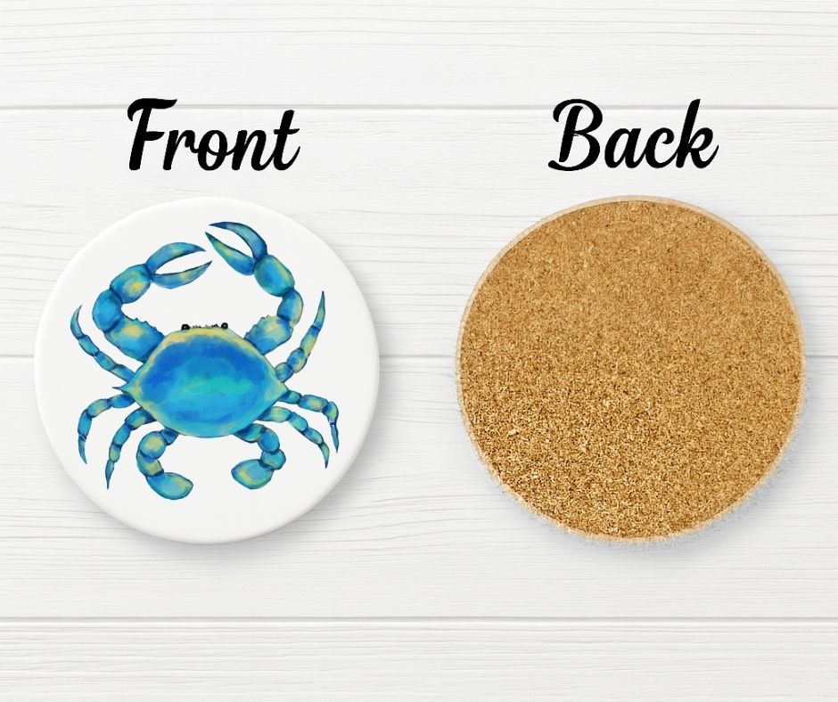 Blue Crab Ceramic Coaster - MerikaArt