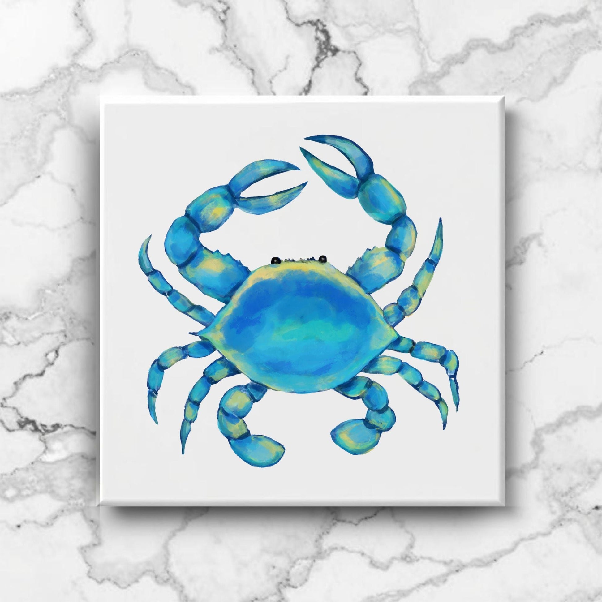 Blue Crab Ceramic Tile – Handcrafted Coastal Decor - MerikaArt