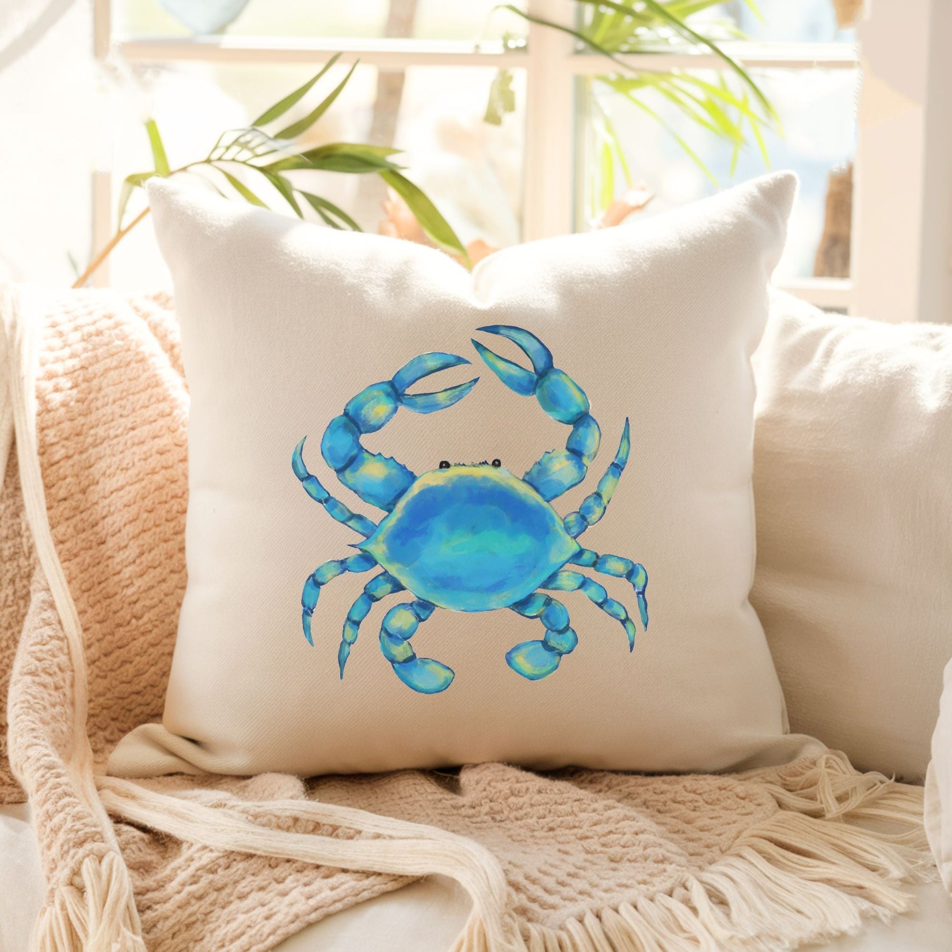 Blue Crab Pillow - MerikaArt