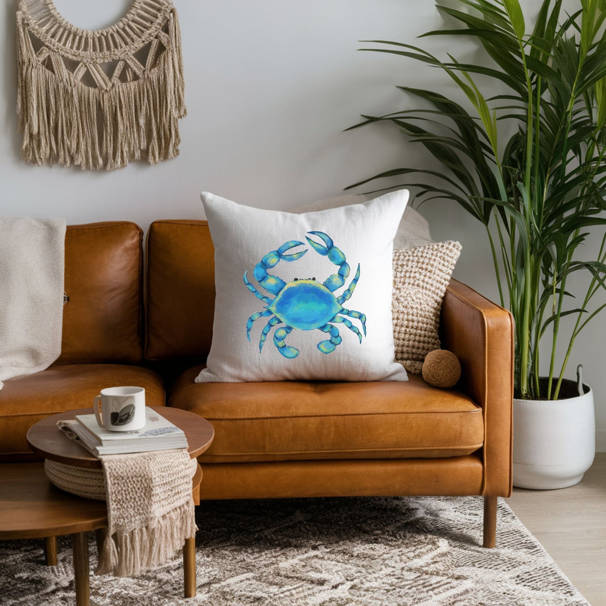 Blue Crab Pillow - MerikaArt