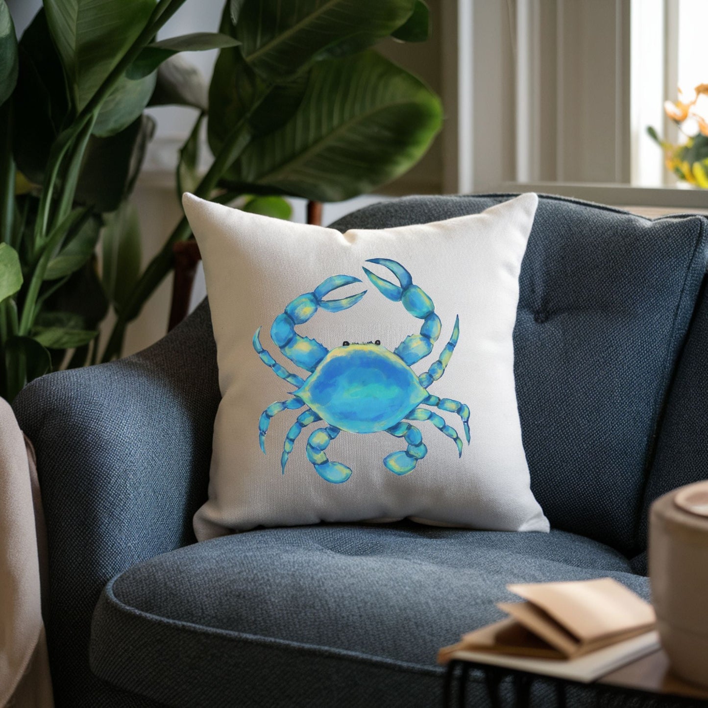 Blue Crab Pillow - MerikaArt