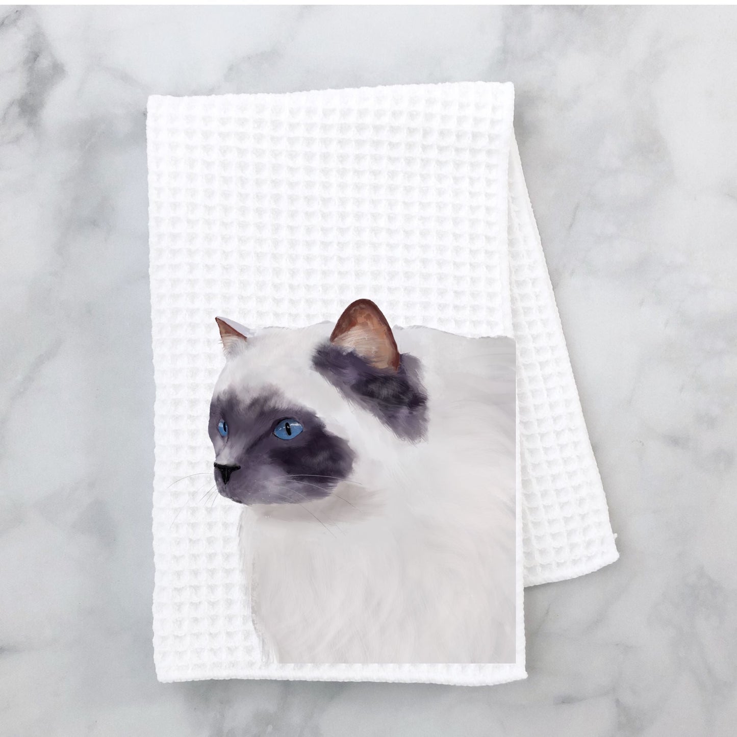 Blue Eyed Ragdoll Cat Kitchen Towel - MerikaArt
