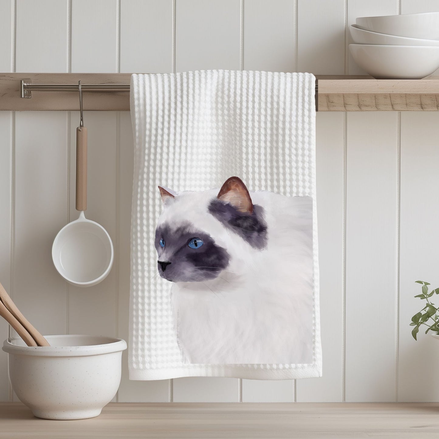 Blue Eyed Ragdoll Cat Kitchen Towel - MerikaArt