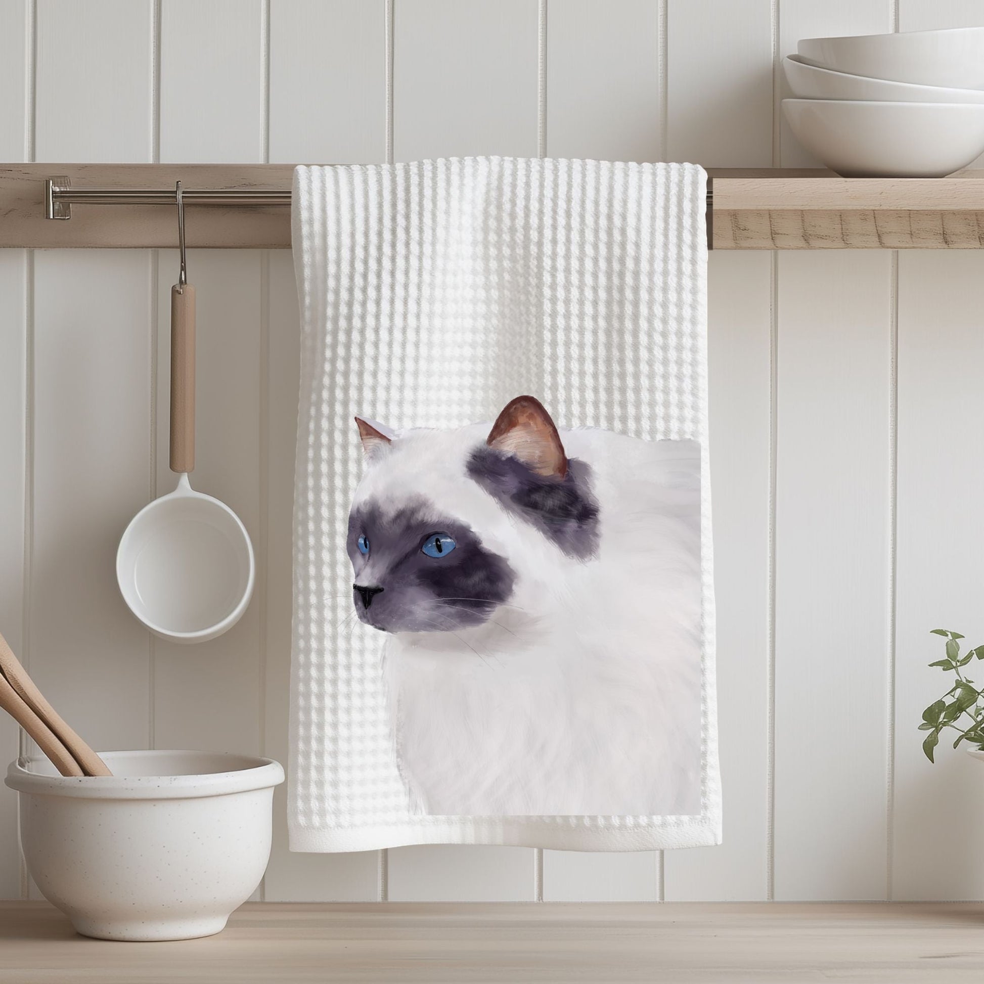 Blue Eyed Ragdoll Cat Kitchen Towel - MerikaArt