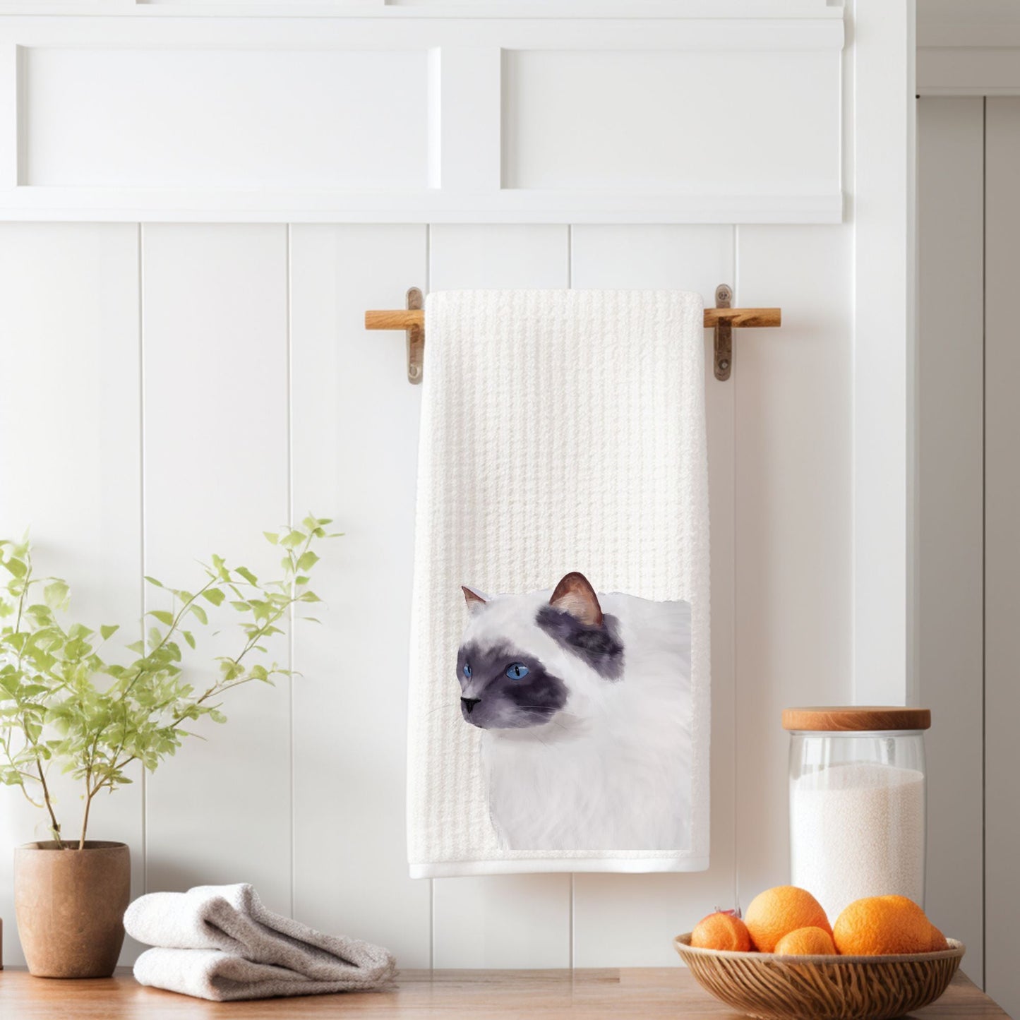 Blue Eyed Ragdoll Cat Kitchen Towel - MerikaArt