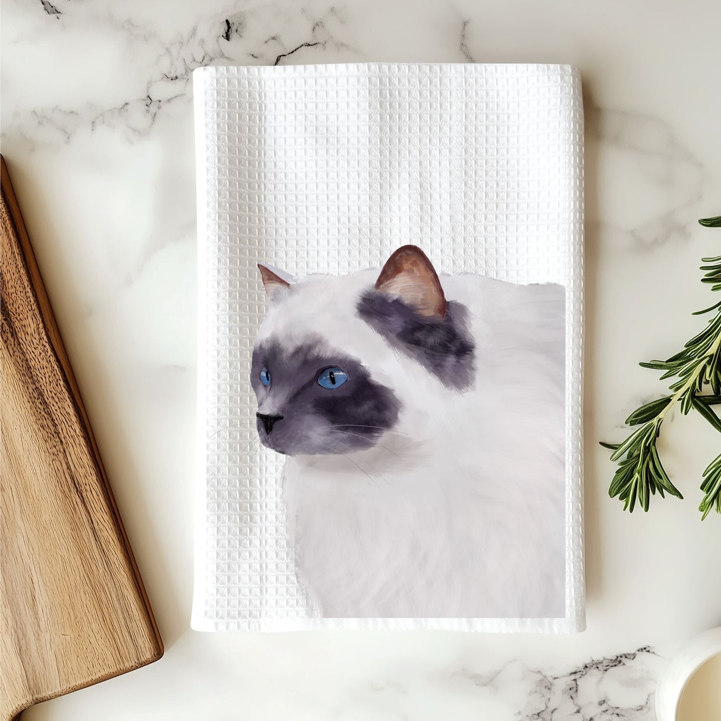 Blue Eyed Ragdoll Cat Kitchen Towel - MerikaArt