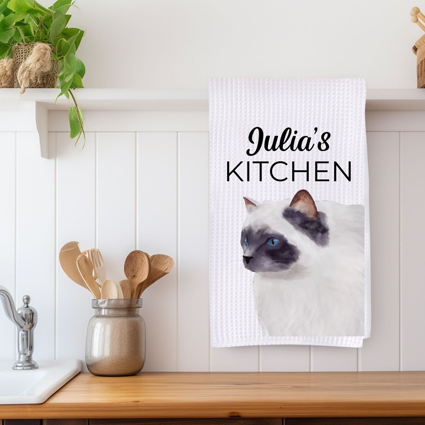 Blue Eyed Ragdoll Cat Kitchen Towel - MerikaArt