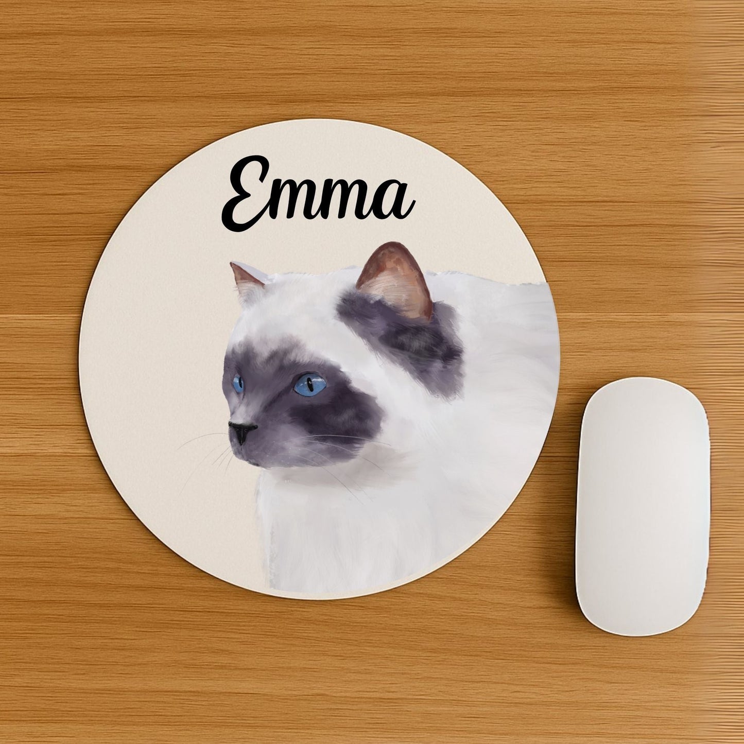 Blue Eyed Ragdoll Cat Mousepad - MerikaArt