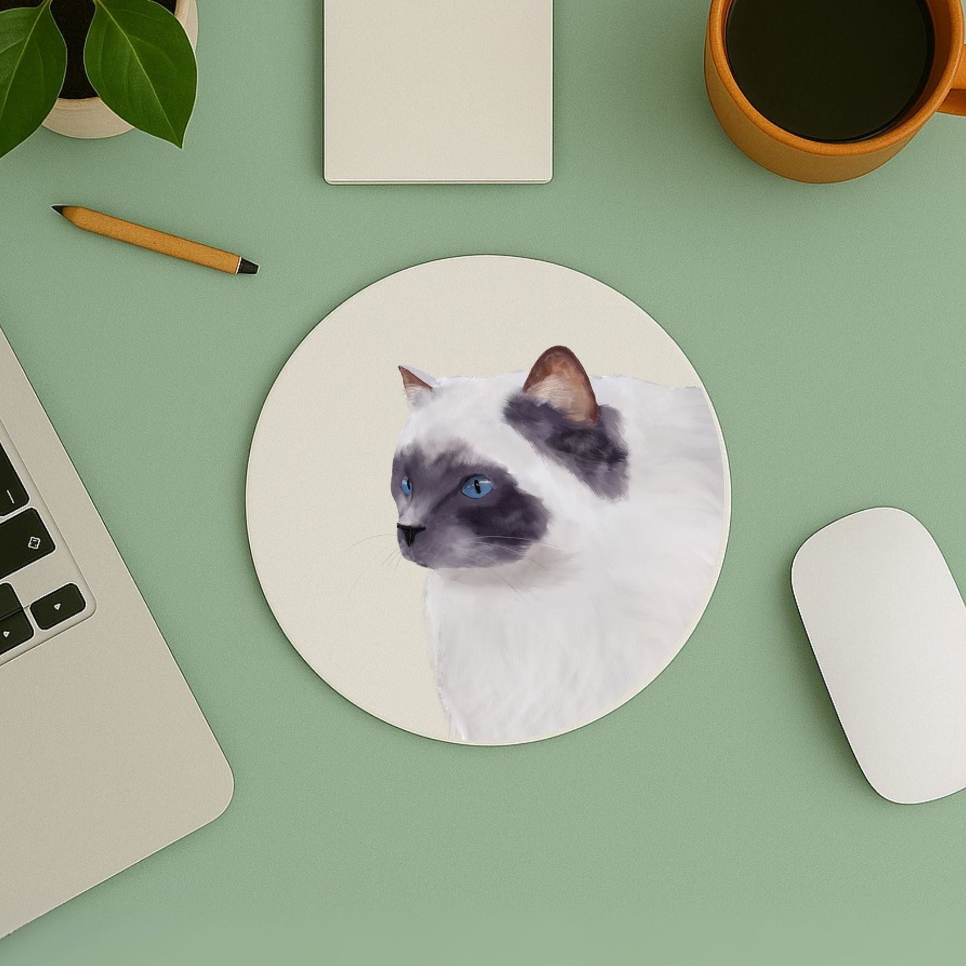 Blue Eyed Ragdoll Cat Mousepad - MerikaArt