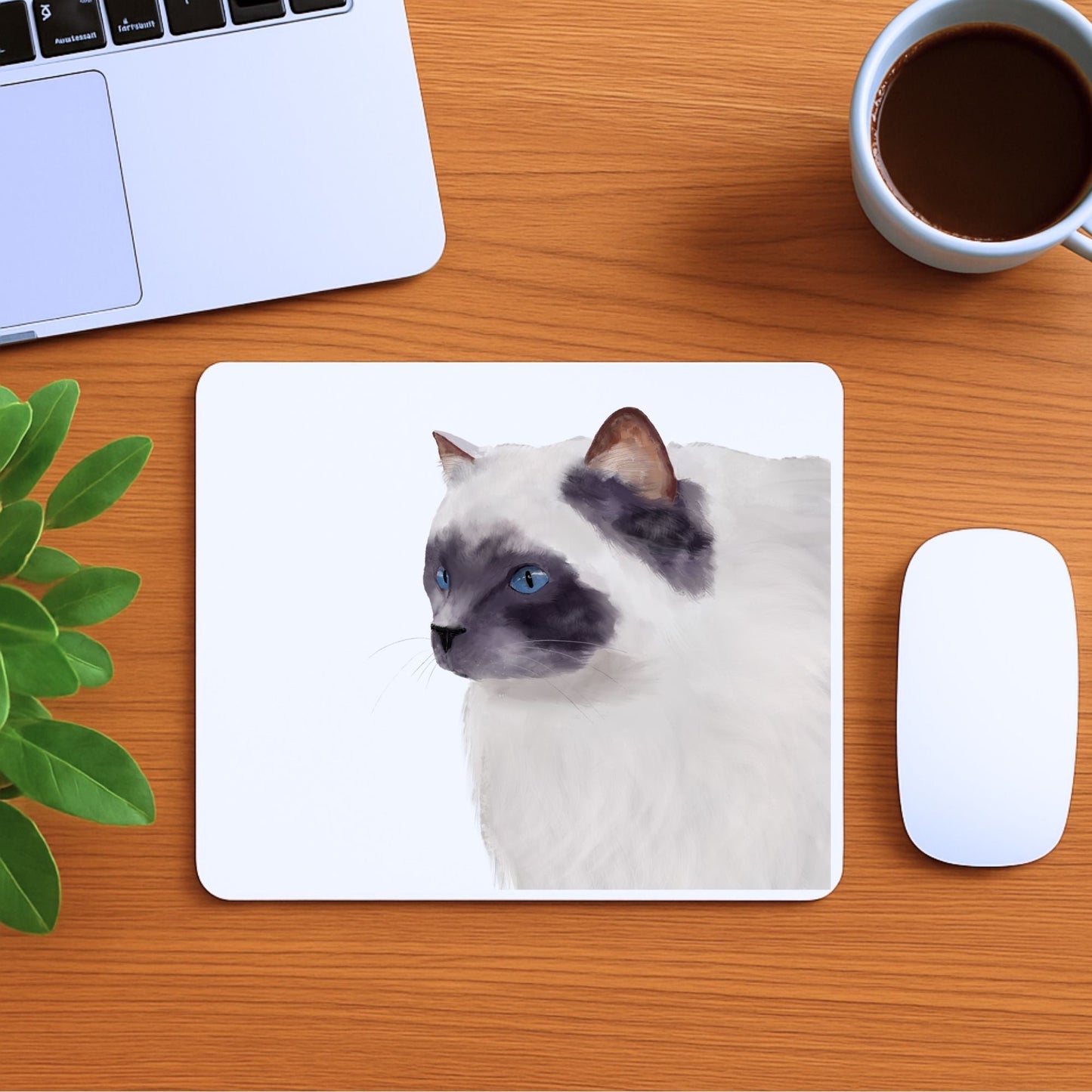 Blue Eyed Ragdoll Cat Mousepad - MerikaArt