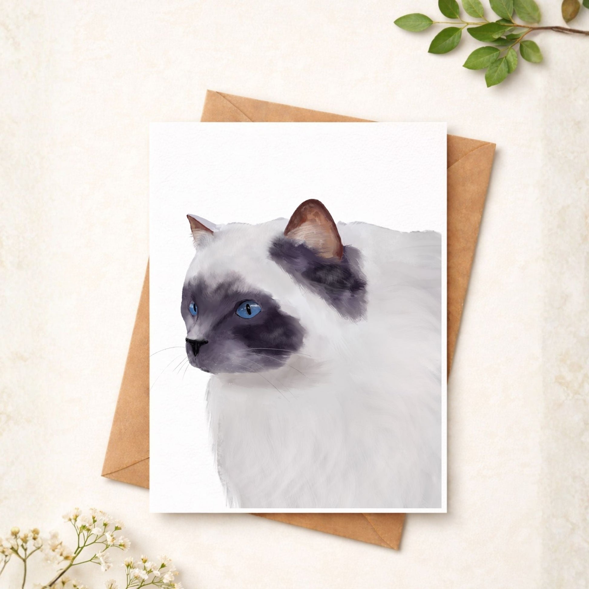 Blue - Eyed Ragdoll Cat Postcard - MerikaArt