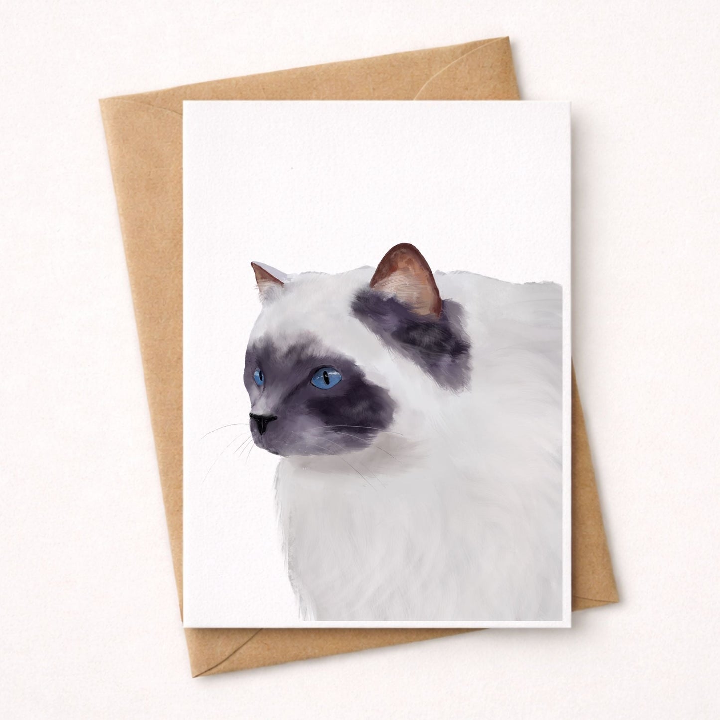 Blue - Eyed Ragdoll Cat Postcard - MerikaArt