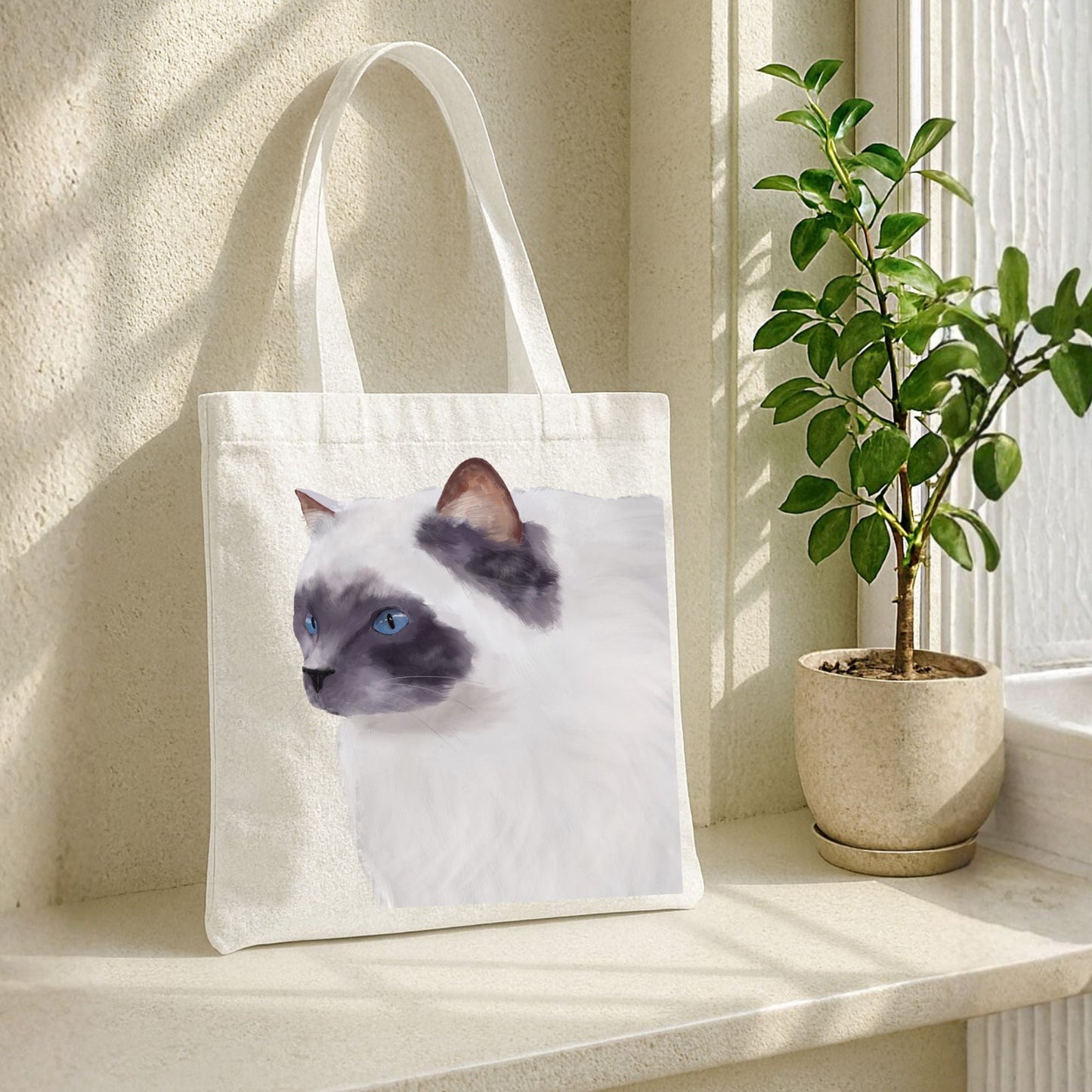 Blue Eyed Ragdoll Cat Tote Bag - MerikaArt