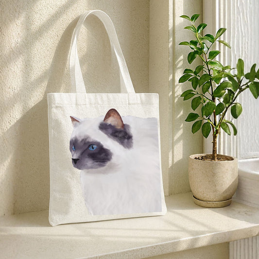 Blue Eyed Ragdoll Cat Tote Bag - MerikaArt