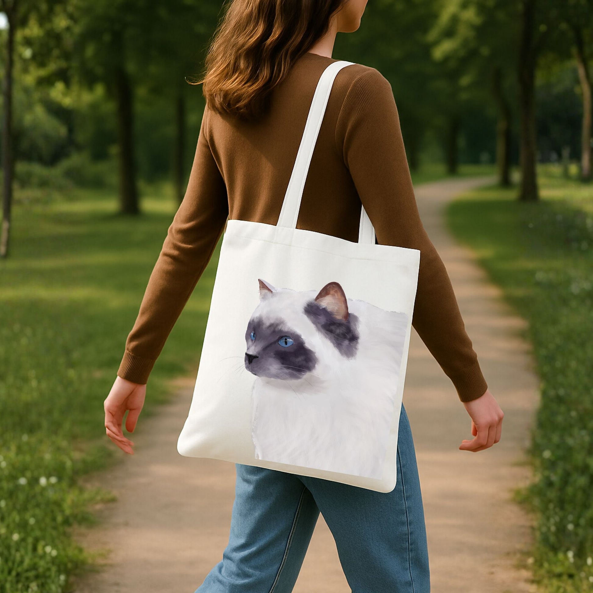 Blue Eyed Ragdoll Cat Tote Bag - MerikaArt