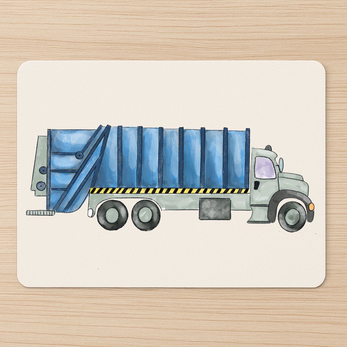 Blue Garbage Truck Mousepad - MerikaArt