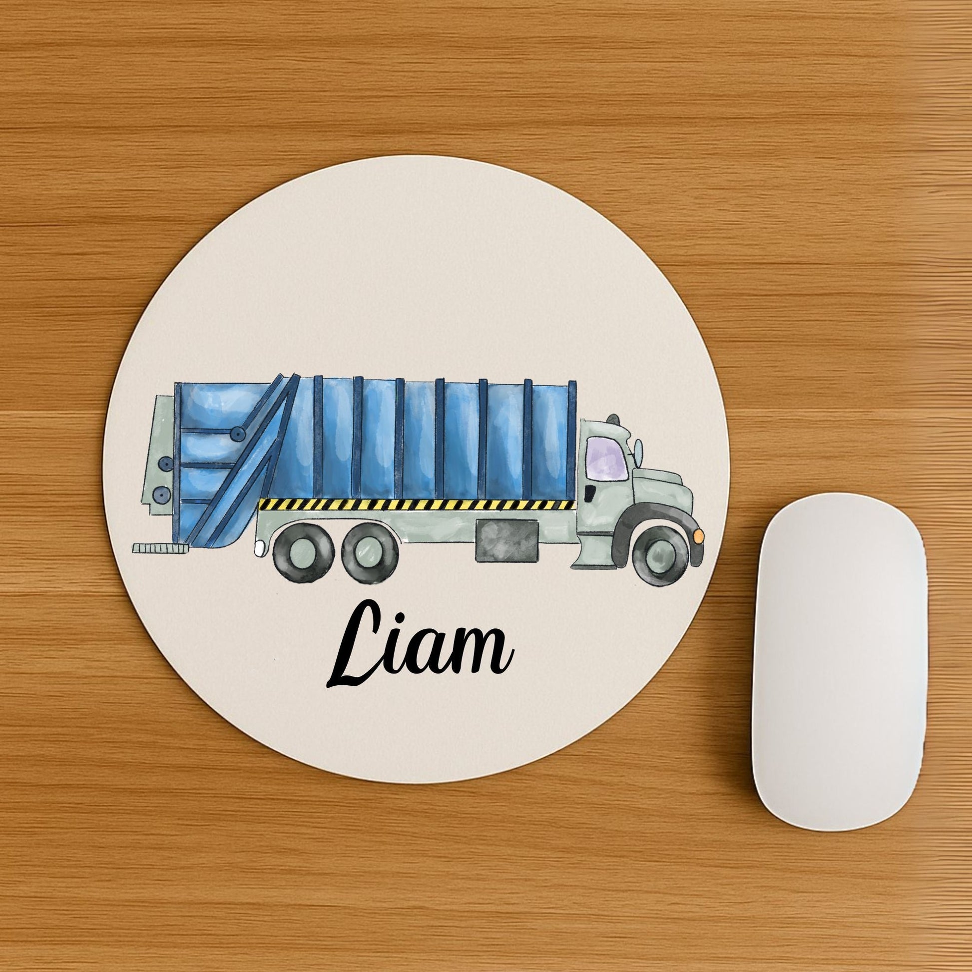Blue Garbage Truck Mousepad - MerikaArt
