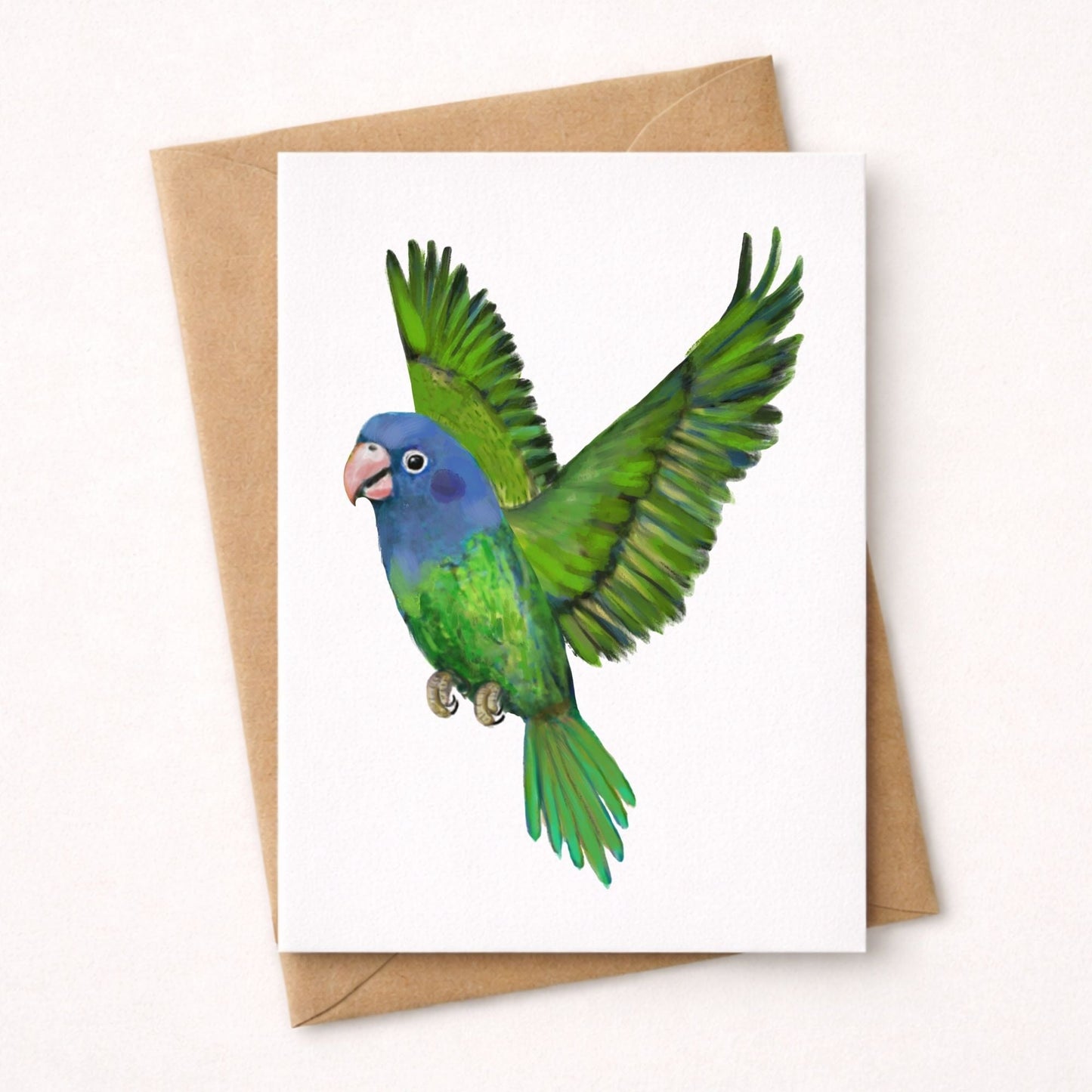 Blue Headed Flying Parrot Postcard - MerikaArt