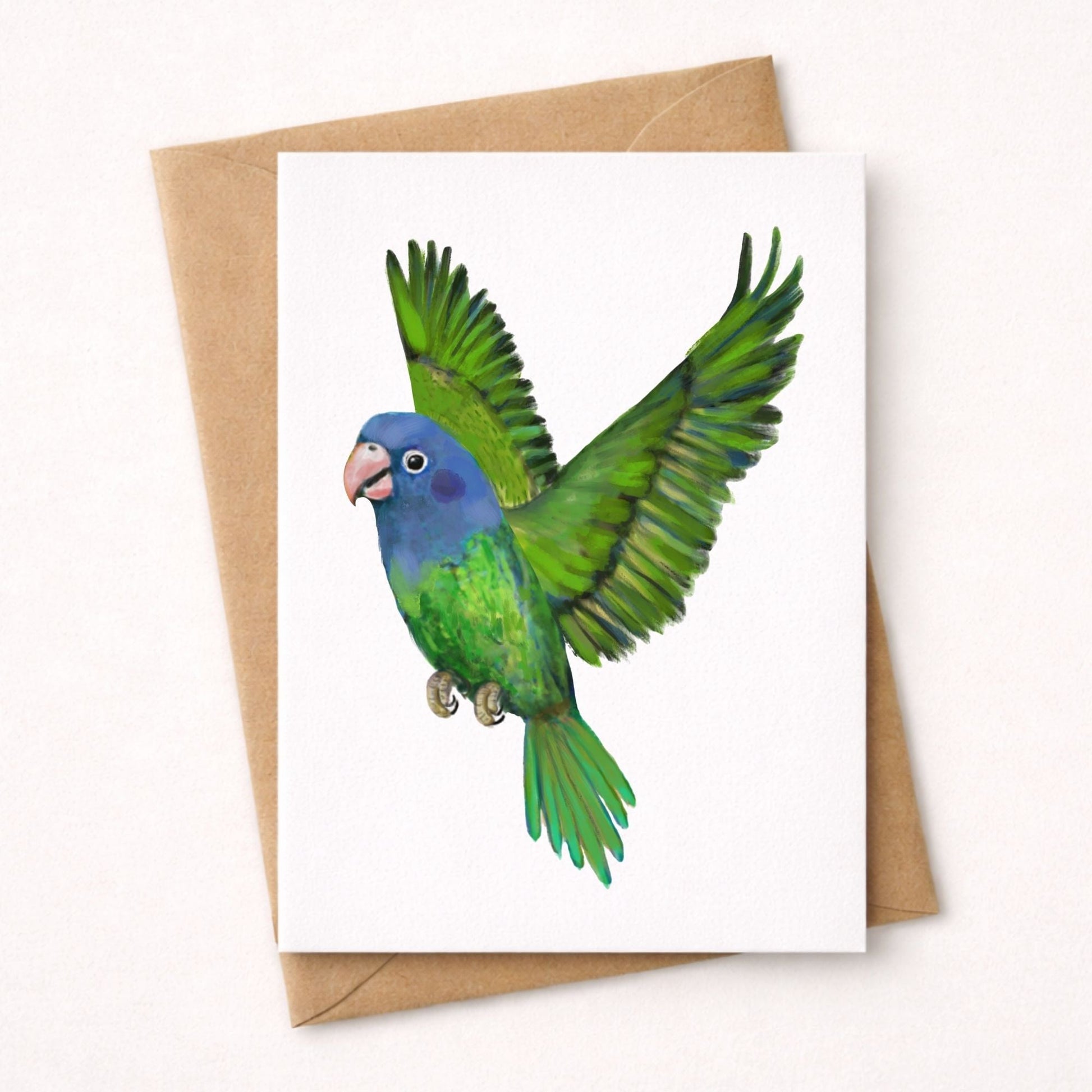Blue Headed Flying Parrot Postcard - MerikaArt