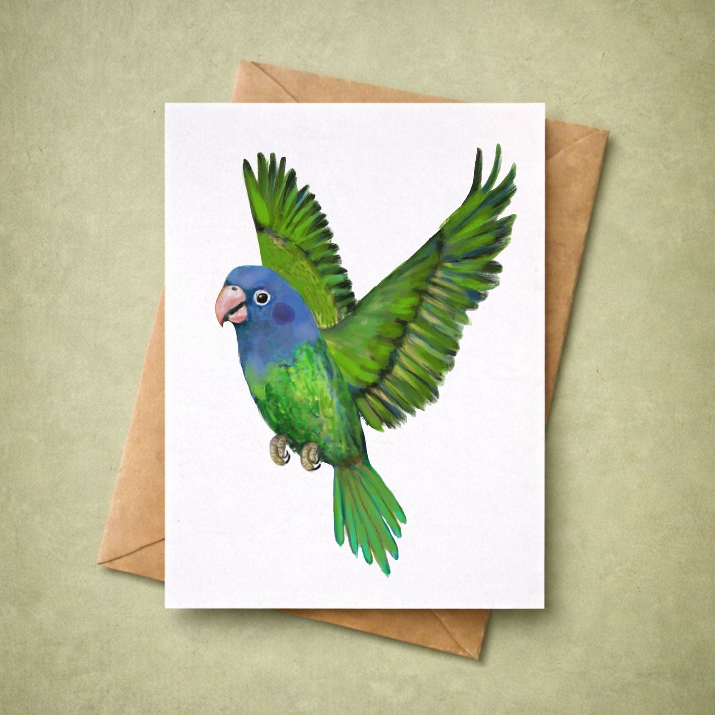 Blue Headed Flying Parrot Postcard - MerikaArt