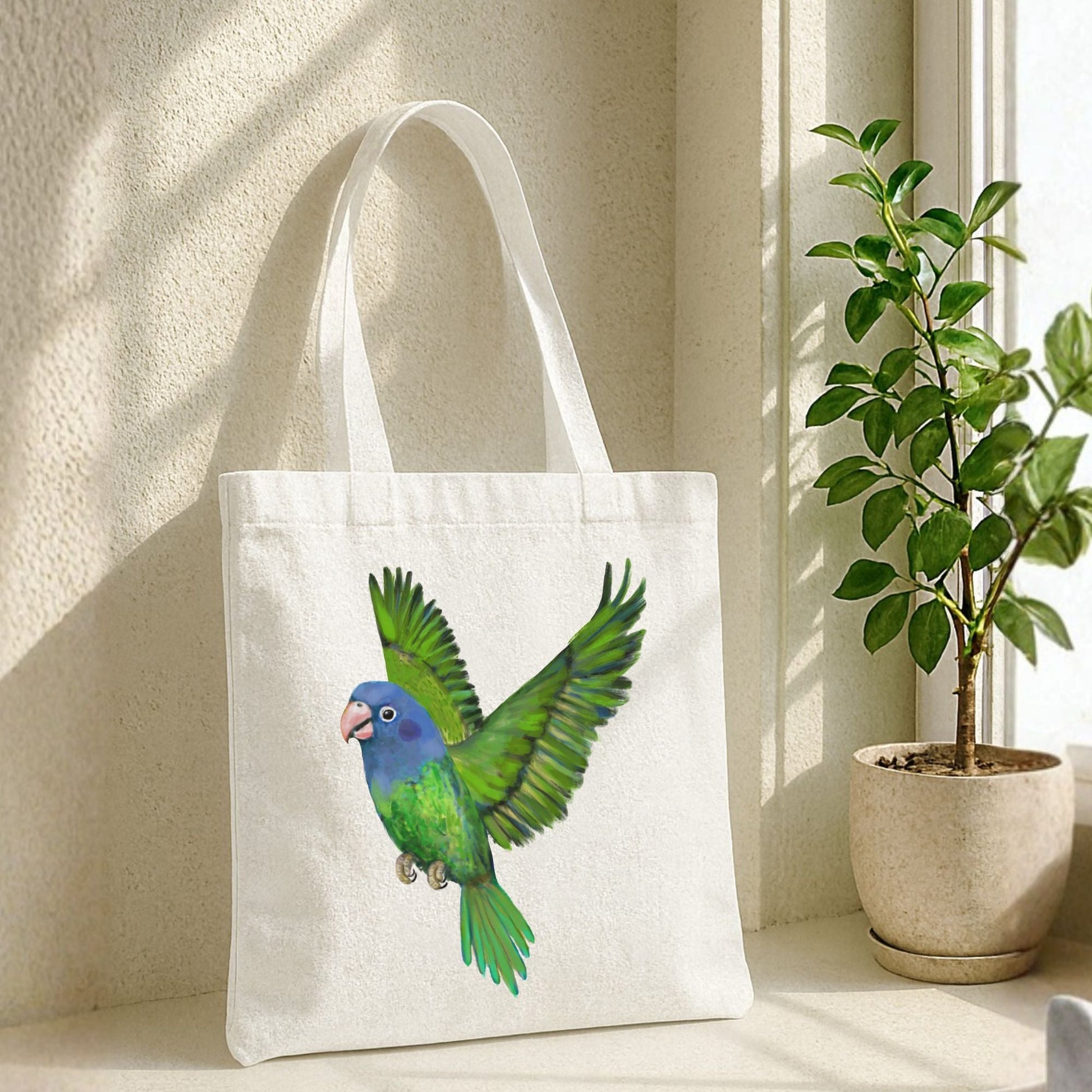 Blue Headed Parrot Canvas Tote Bag - MerikaArt
