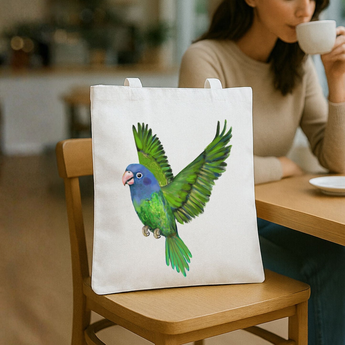 Blue Headed Parrot Canvas Tote Bag - MerikaArt