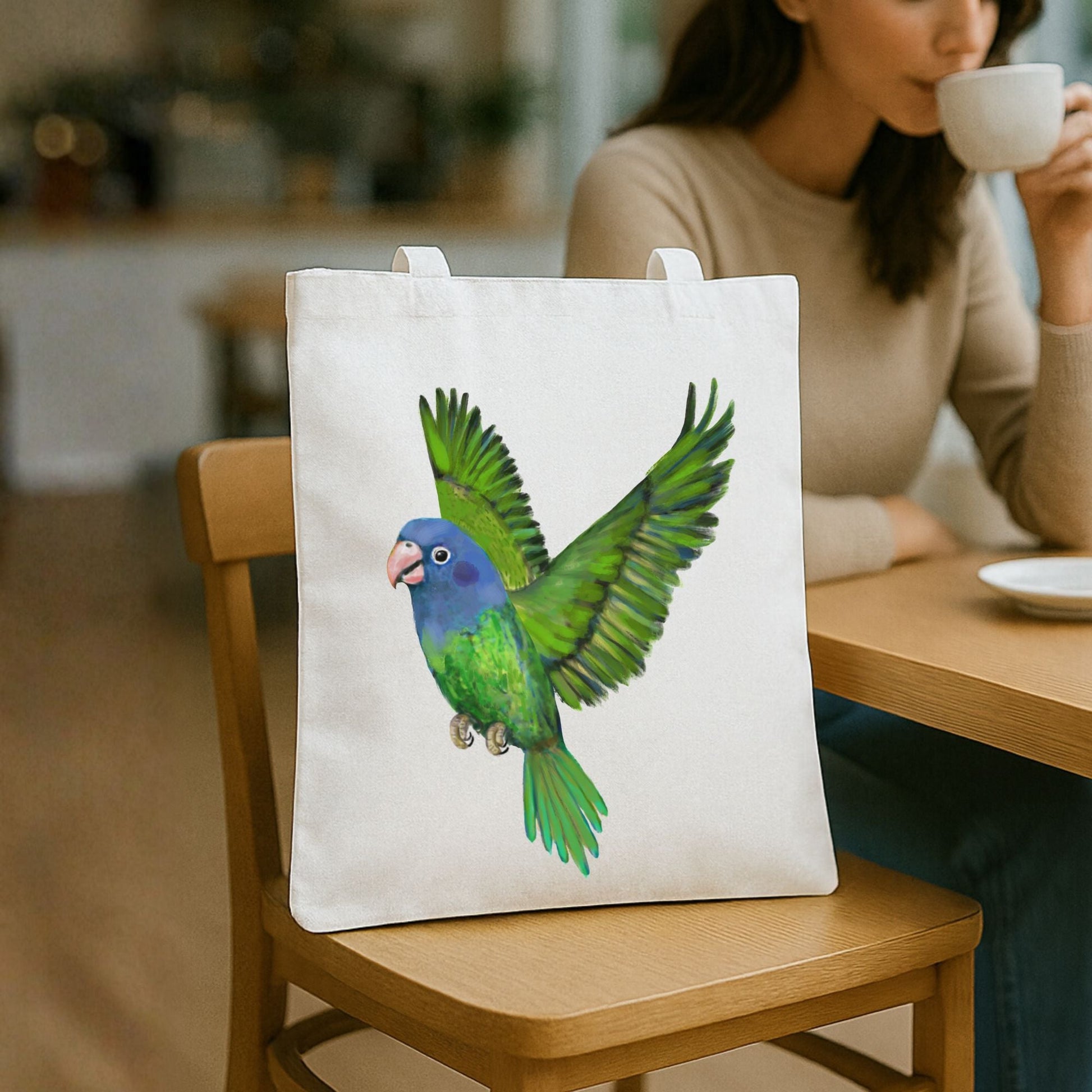 Blue Headed Parrot Canvas Tote Bag - MerikaArt