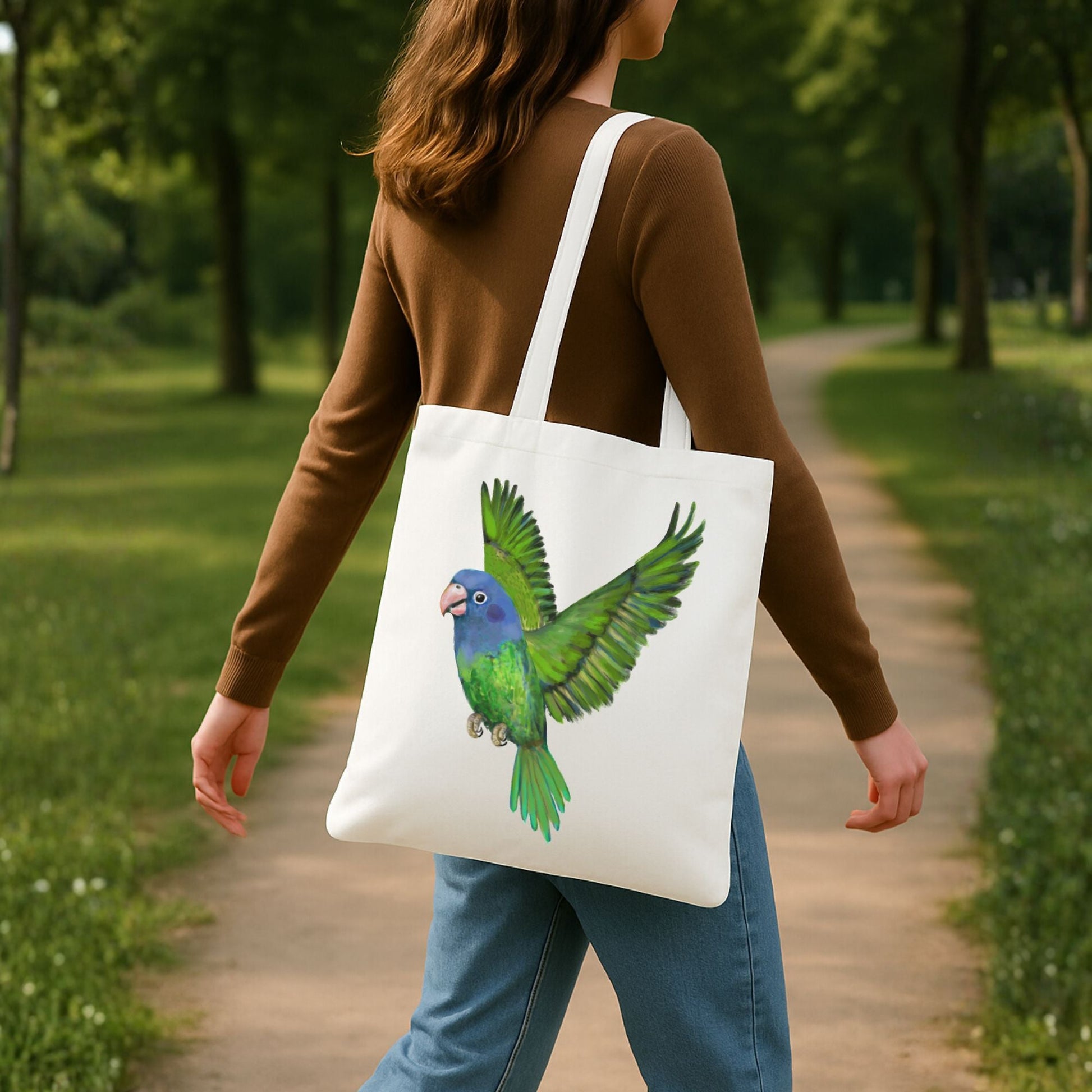 Blue Headed Parrot Canvas Tote Bag - MerikaArt