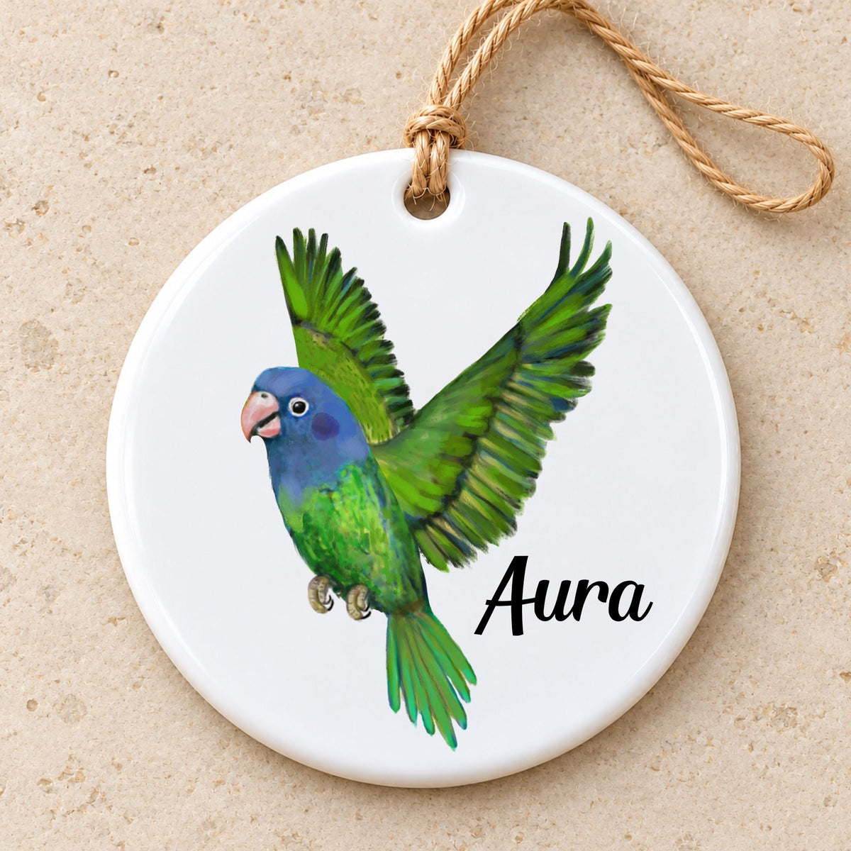 Blue Headed Parrot Ceramic Ornament - MerikaArt
