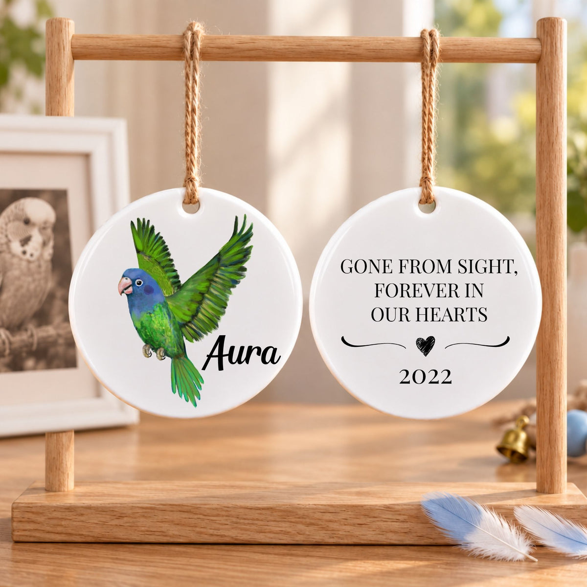 Blue Headed Parrot Ceramic Ornament - MerikaArt