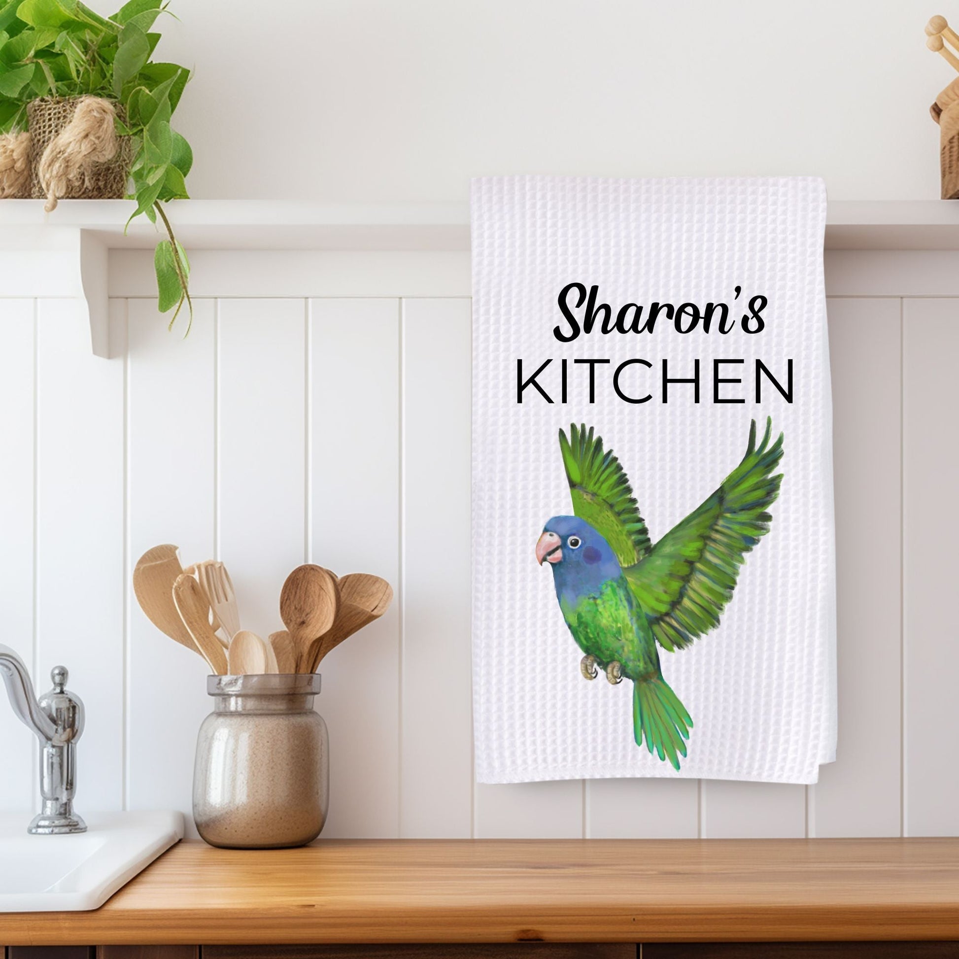 Blue - Headed Parrot Kitchen Towel - MerikaArt