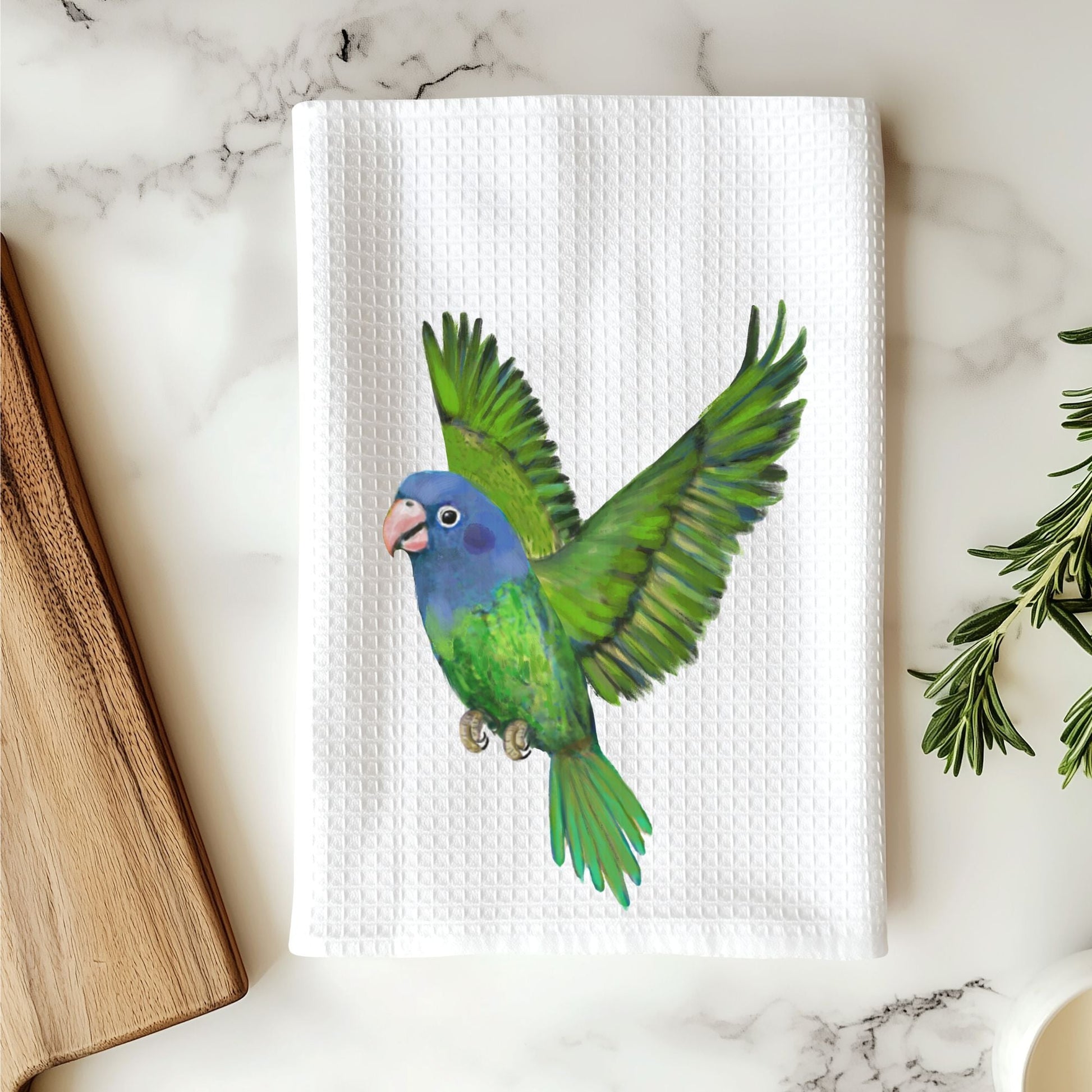 Blue - Headed Parrot Kitchen Towel - MerikaArt