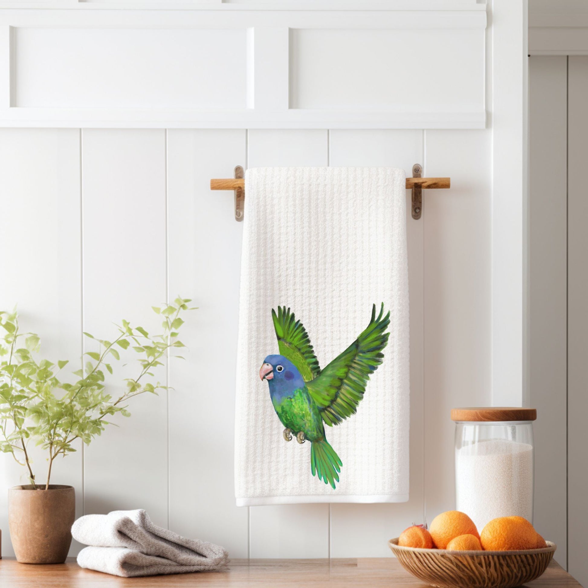 Blue - Headed Parrot Kitchen Towel - MerikaArt