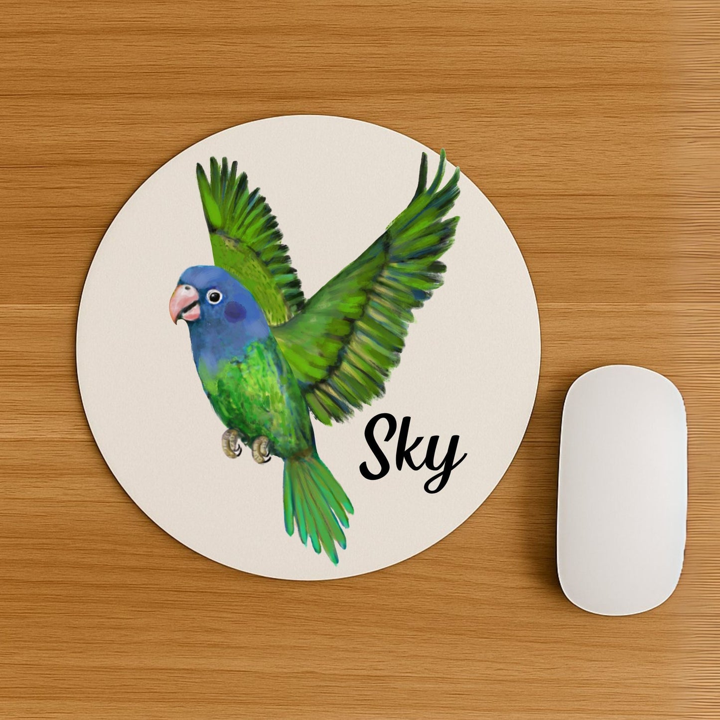 Blue - Headed Parrot Mousepad - MerikaArt