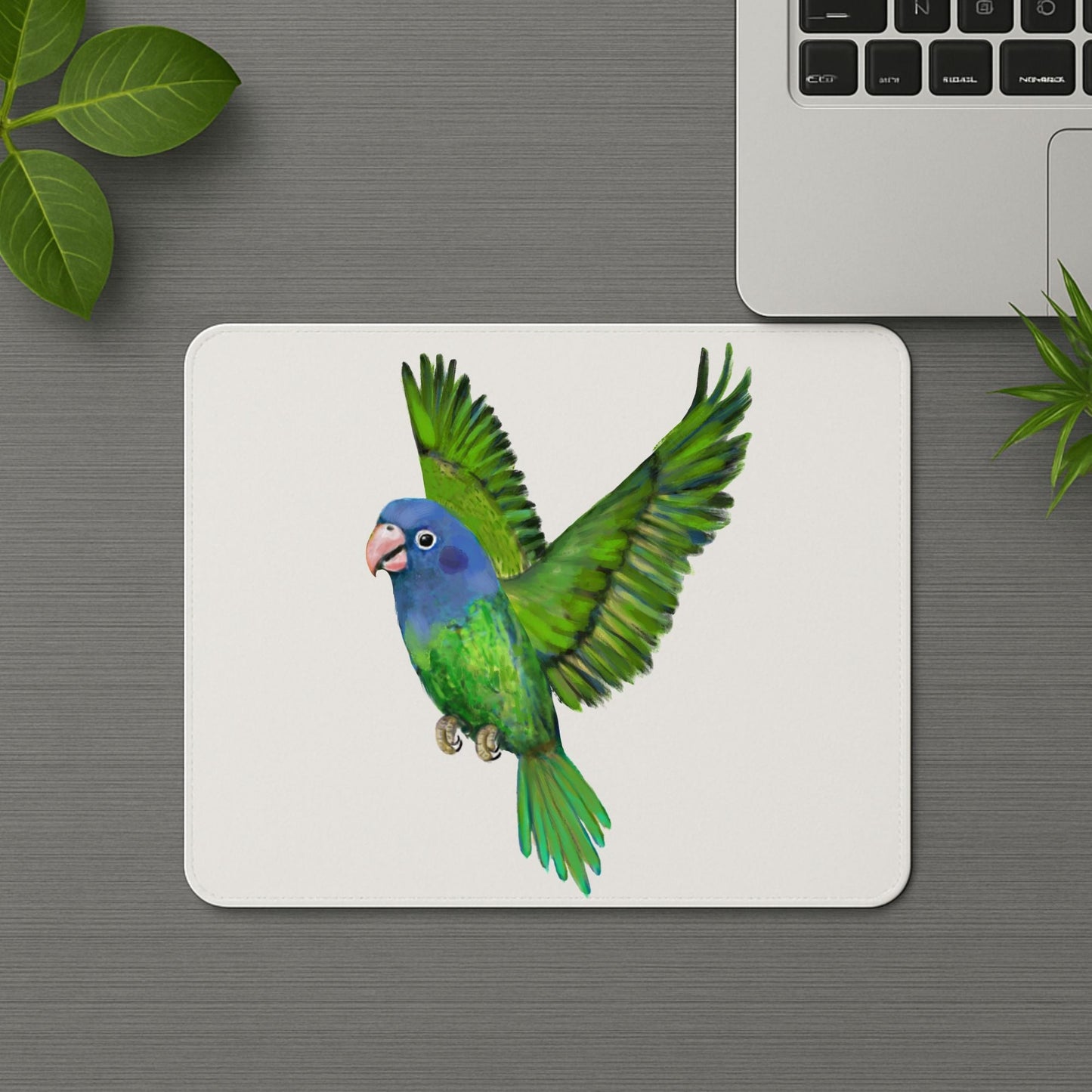 Blue - Headed Parrot Mousepad - MerikaArt