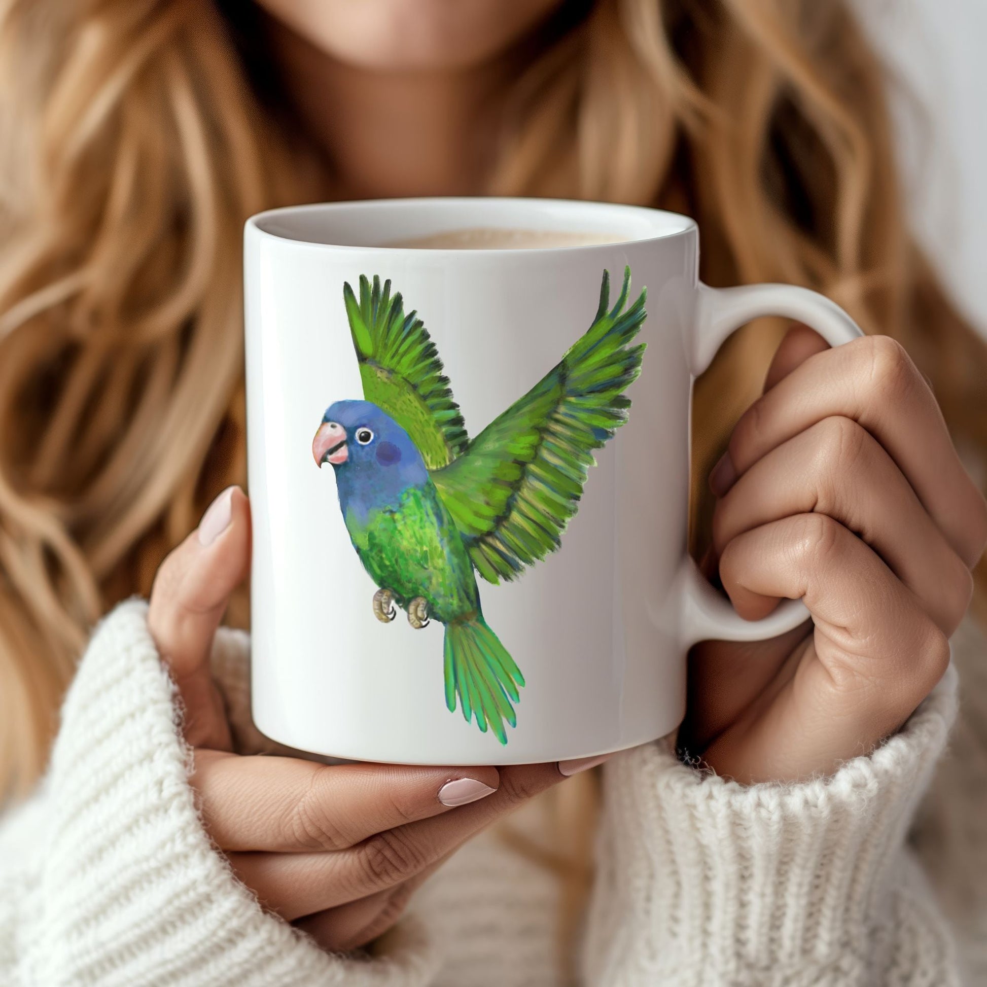 Blue - Headed Parrot Mug - MerikaArt