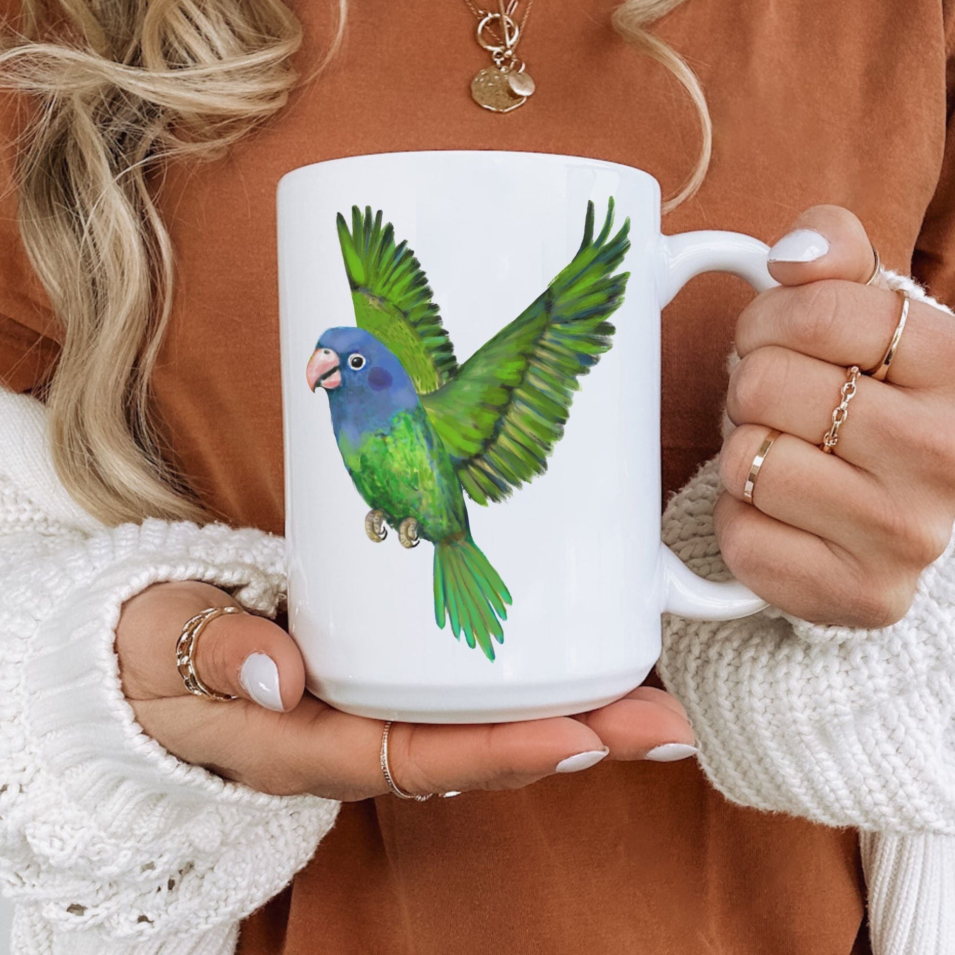 Blue - Headed Parrot Mug - MerikaArt