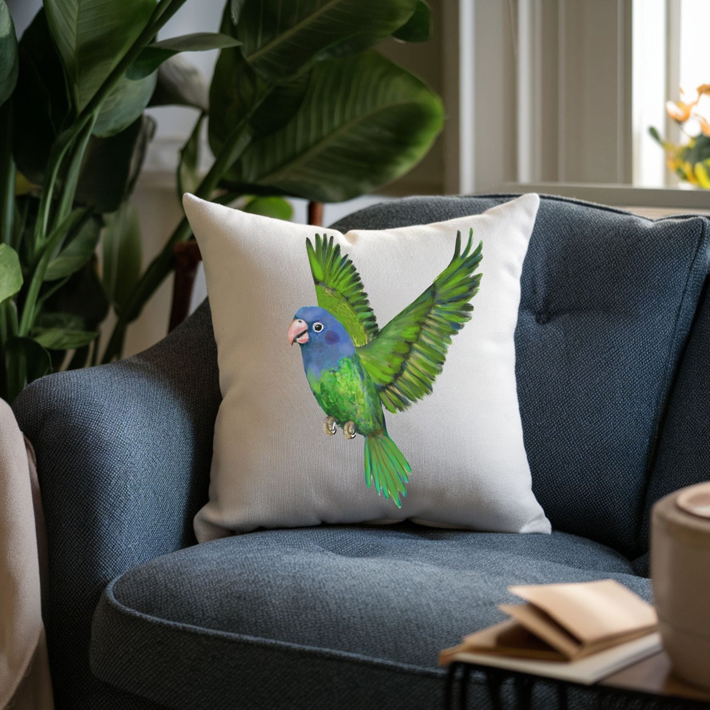 Blue Headed Parrot Pillow - MerikaArt