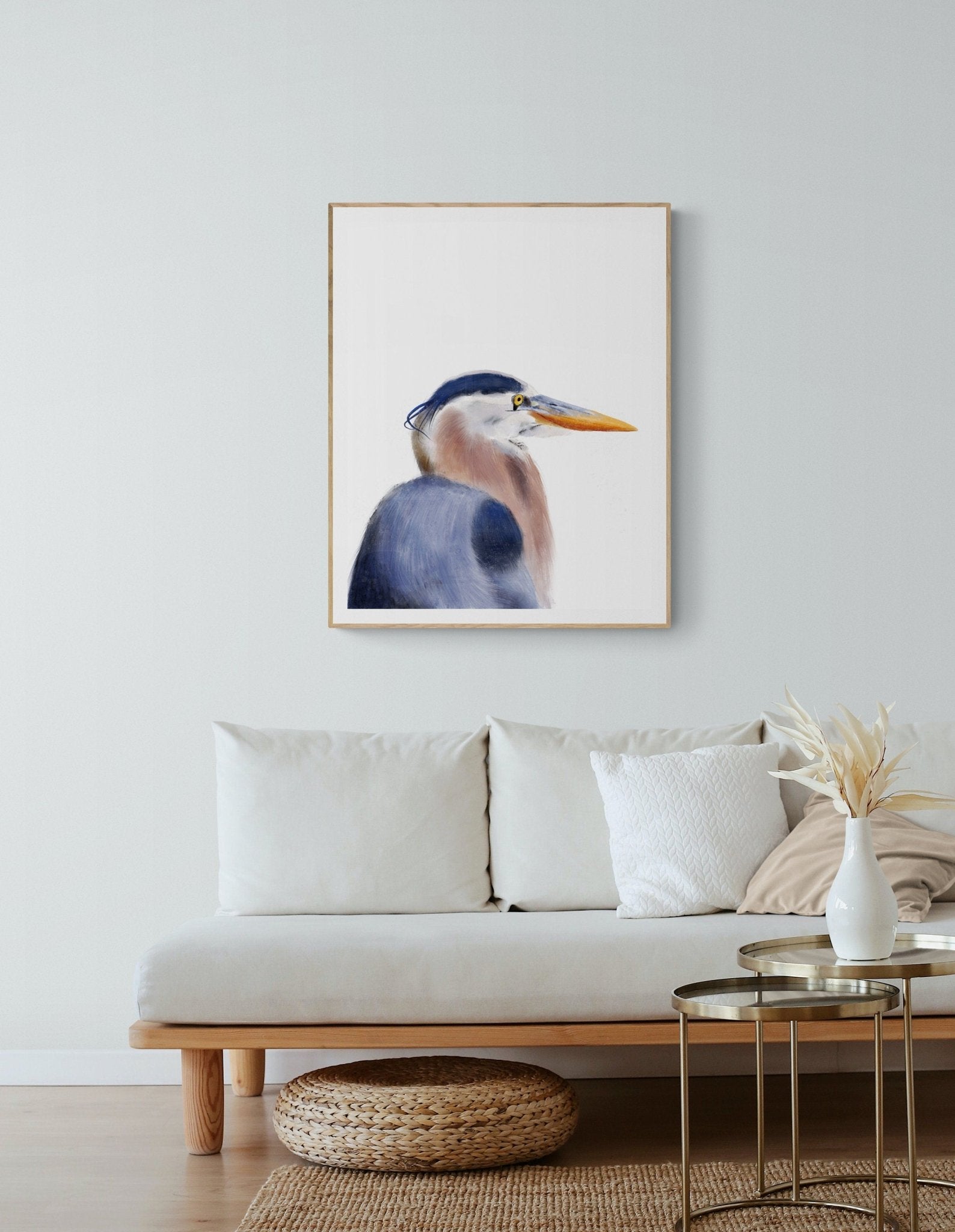 Blue Heron Bird Print - MerikaArt