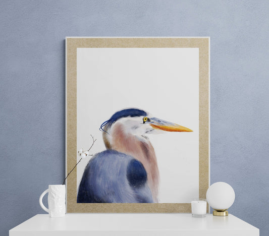 Blue Heron Bird Print - MerikaArt