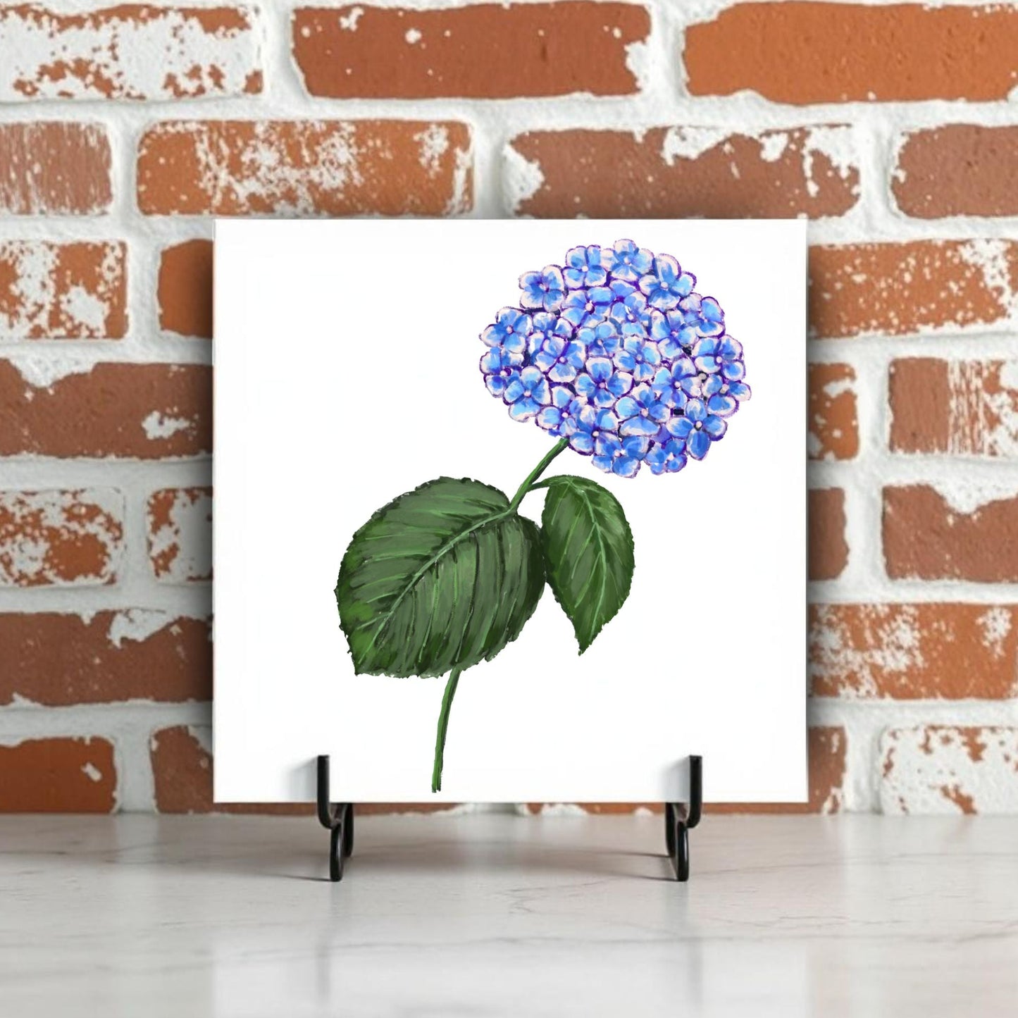 Blue Hydrangea Ceramic Tile – Elegant Floral Handmade Art - MerikaArt