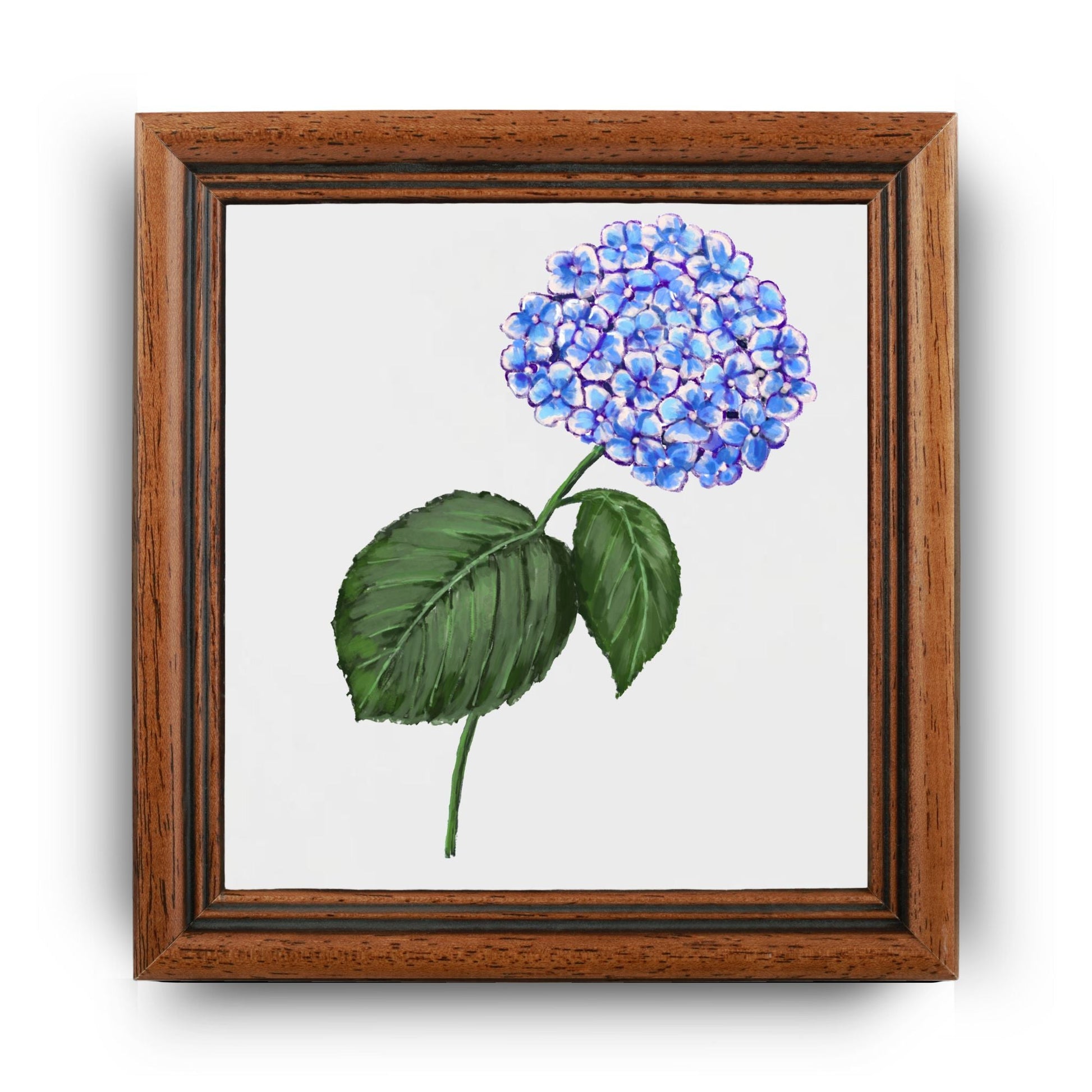 Blue Hydrangea Ceramic Tile – Elegant Floral Handmade Art - MerikaArt