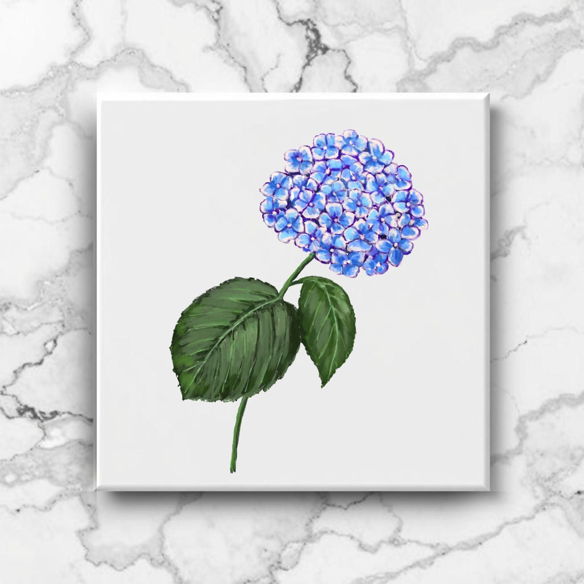 Blue Hydrangea Ceramic Tile – Elegant Floral Handmade Art - MerikaArt