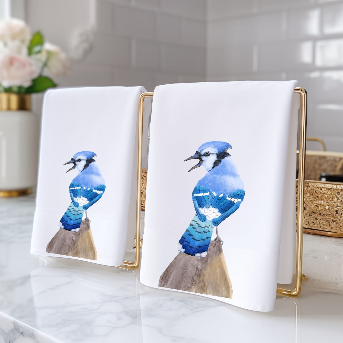 Blue Jay Bathroom Towel - MerikaArt