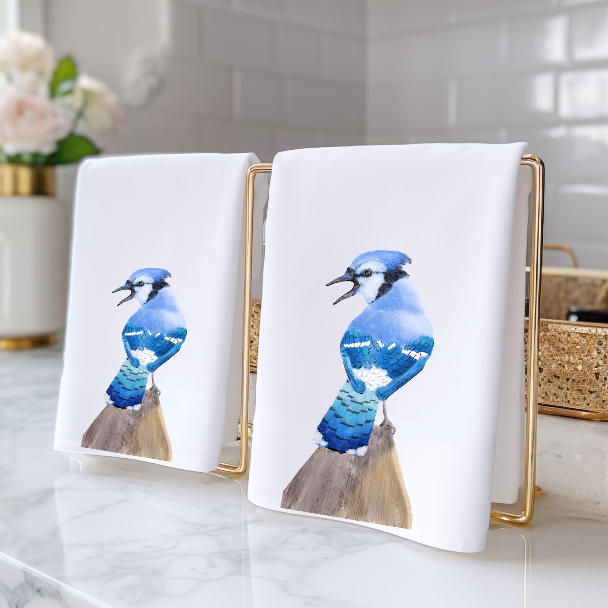 Blue Jay Bathroom Towel - MerikaArt