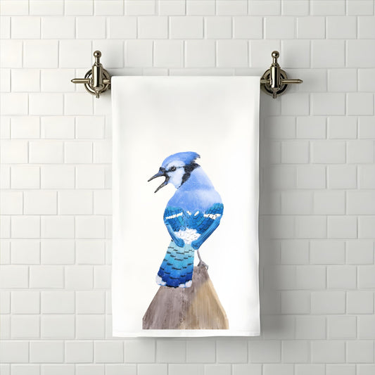 Blue Jay Bathroom Towel - MerikaArt