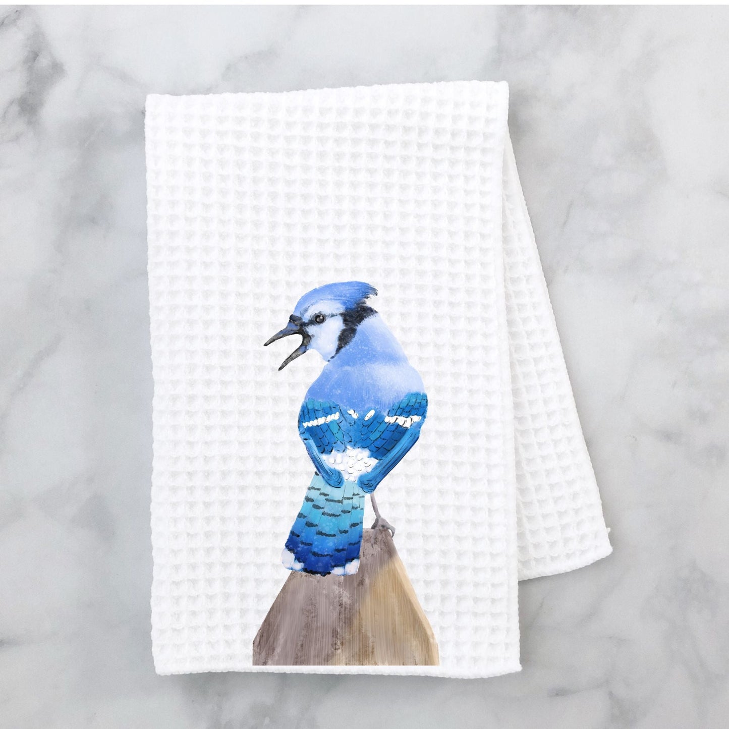 Blue Jay Bird Kitchen Towel - MerikaArt