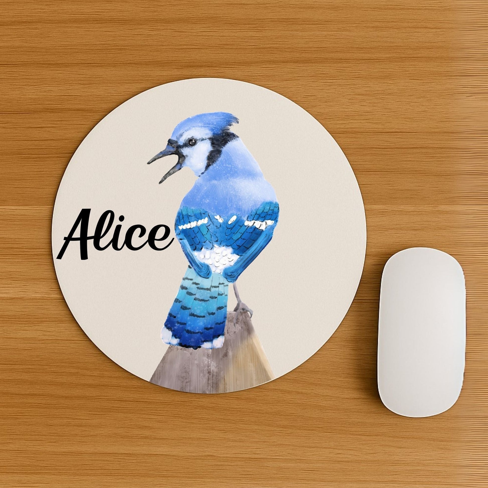 Blue Jay Bird Mousepad - MerikaArt