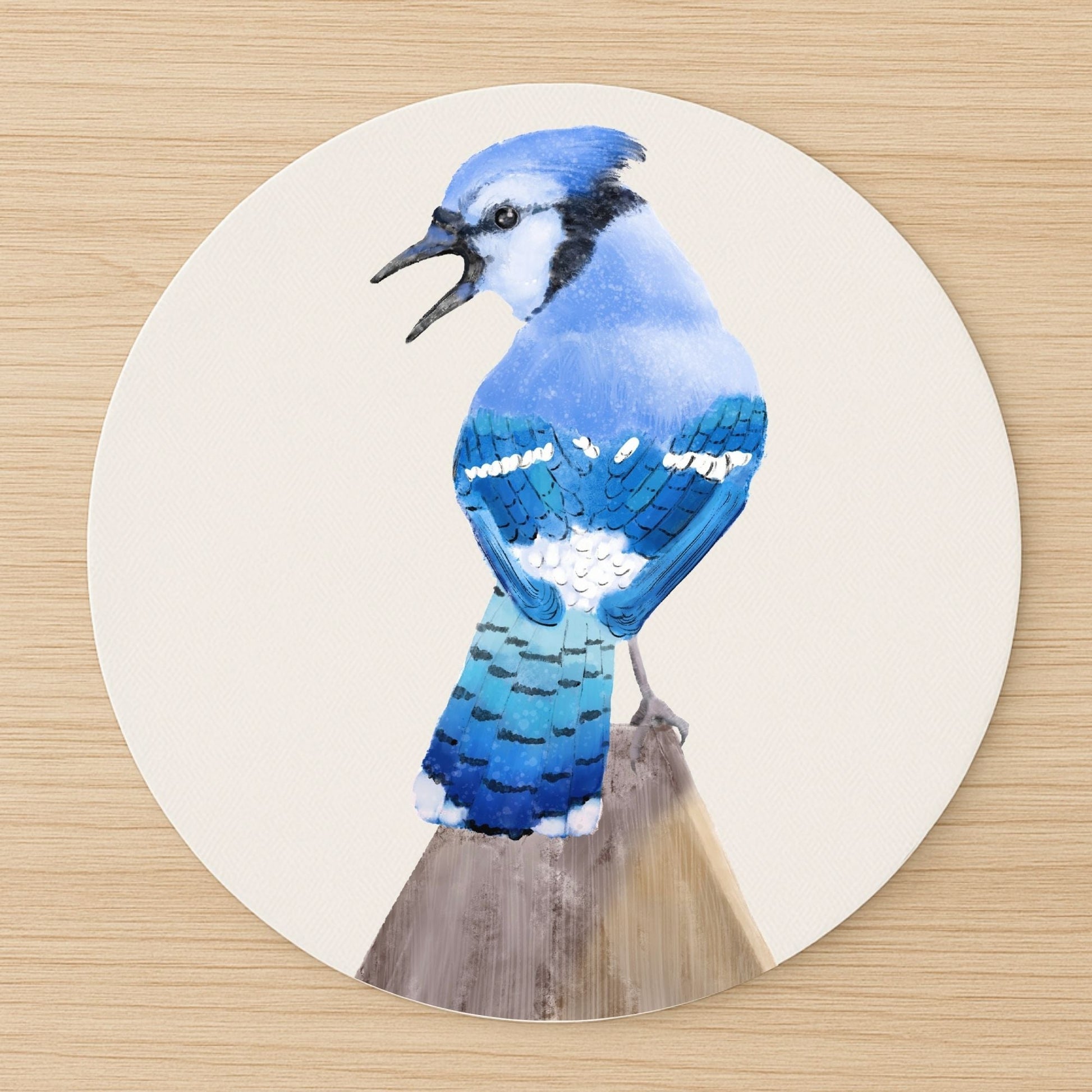 Blue Jay Bird Mousepad - MerikaArt