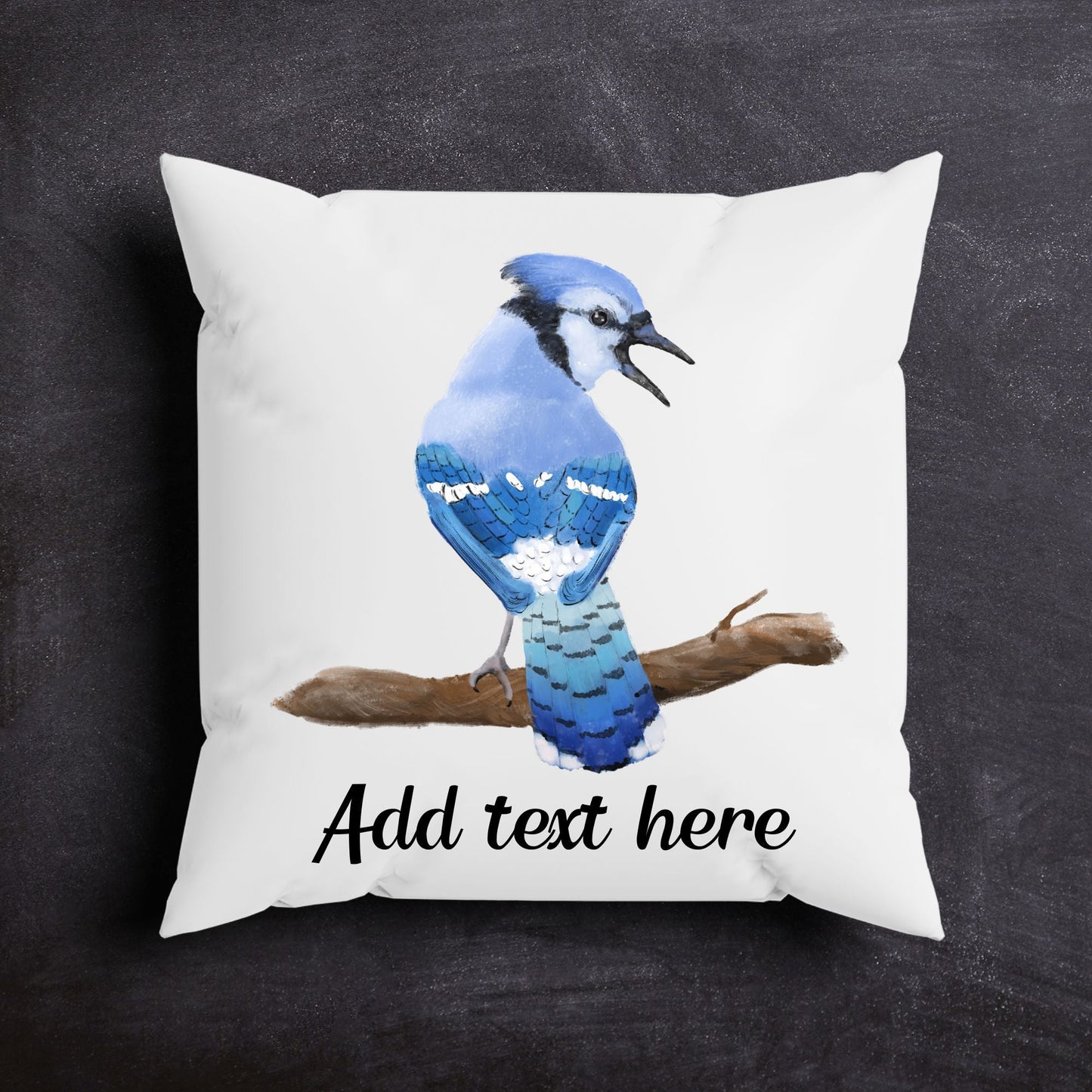 Blue Jay Bird Pillow - MerikaArt